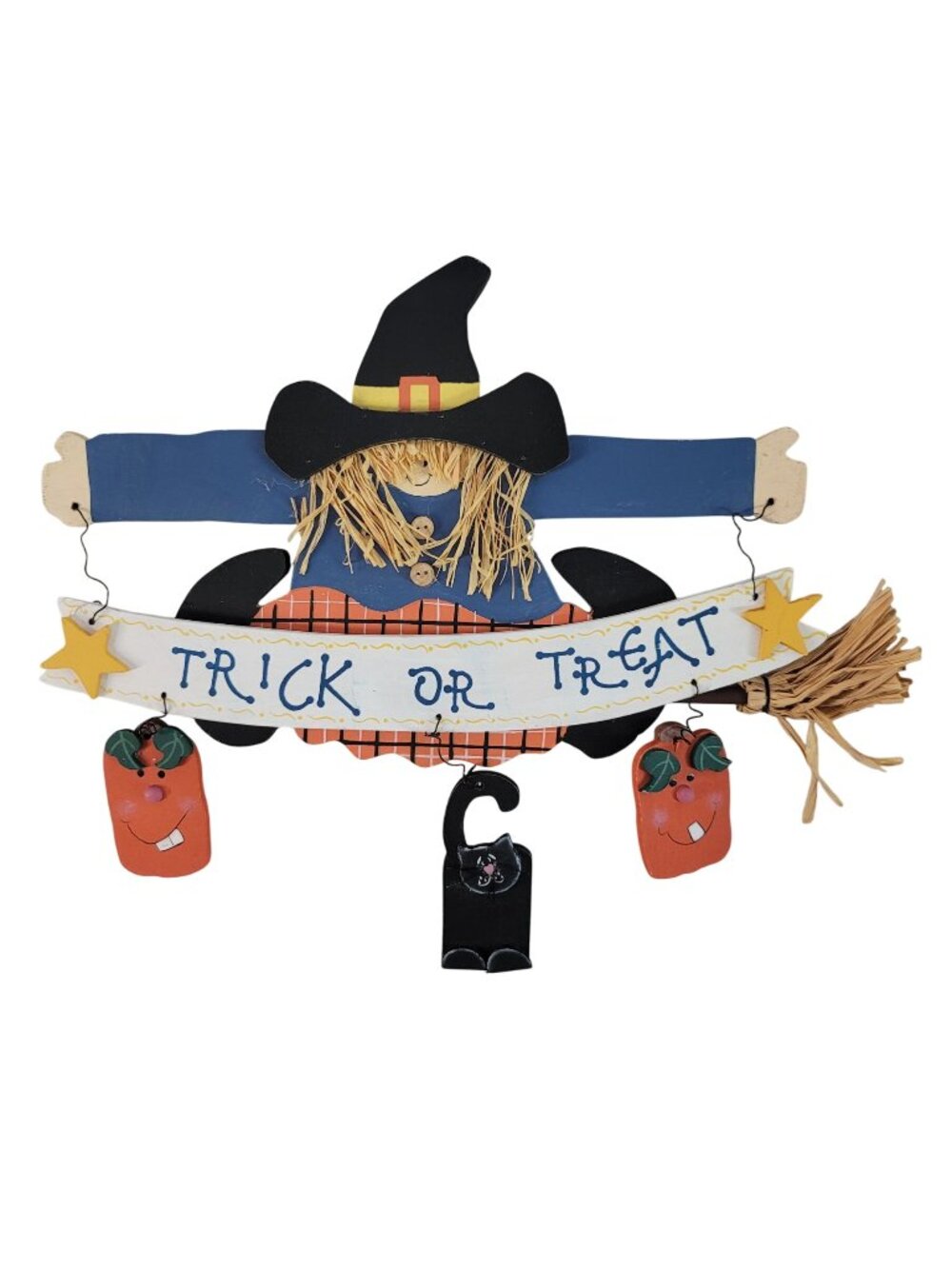 Garden Ridge Halloween Witch Hanging Decor Trick or Treat Wood VTG 11"x14" NEW